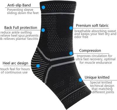 Ankle Compression Support Sleeve for Plantar Fasciitis and Achilles Tendon photo 2