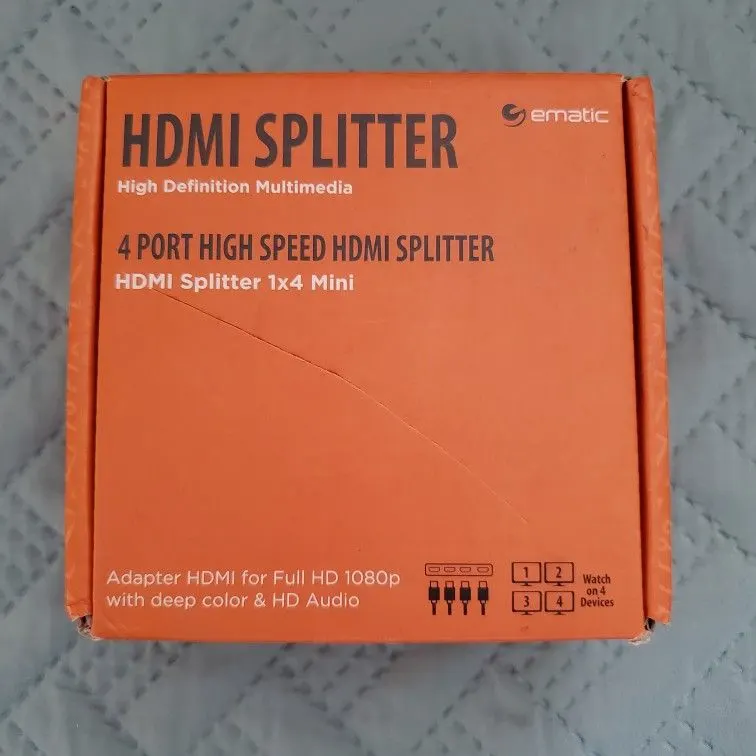 Ematic HDMI Splitter, 1 Input 4 Outputs, Full HD 1080p
