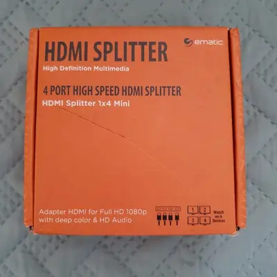 Ematic HDMI Splitter, 1 Input 4 Outputs, Full HD 1080p