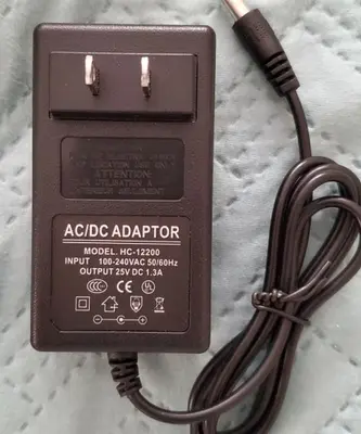 HC-12200 AC/DC Adapter, 25V 1.3A, for Massage Guns
