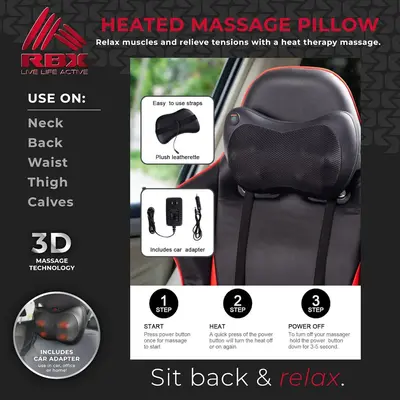 RBX Heated Neck and Back Massager with Chair and Car Attachments photo 5