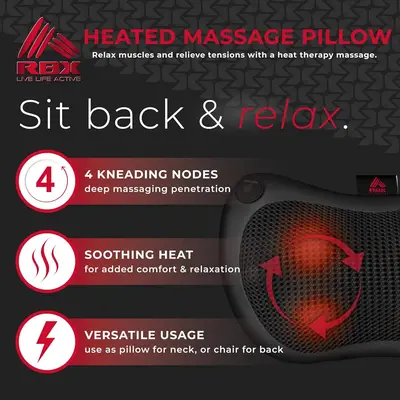 RBX Heated Neck and Back Massager with Chair and Car Attachments photo 6