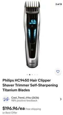 Philips HC9450 Hair Clipper with Self-Sharpening Titanium Blades photo 7