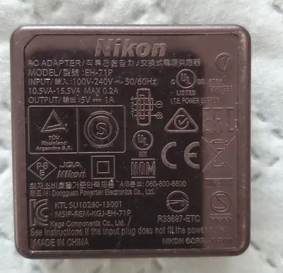 Original Nikon EH-71P AC Power Adapter, 5V 1A