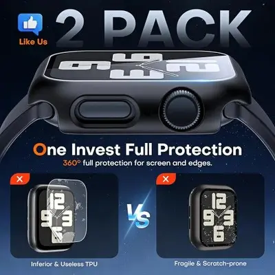 Hard Case with Tempered Glass for Apple Watch 44 mm, 2-Pack photo 4