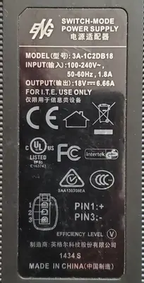 ENG 3A-1C2DB18 18V 6.66A AC Adapter photo 2