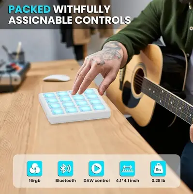 M-VAVE Wireless MIDI Pad Controller, Bluetooth, 16 Drum Pads photo 5