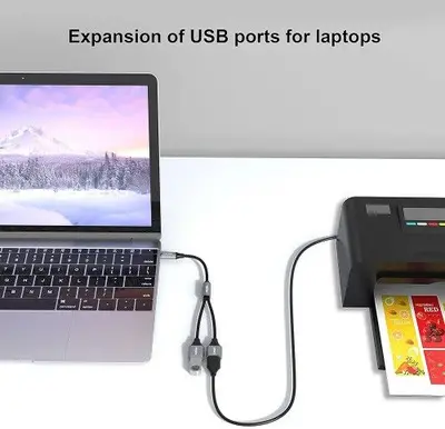 ANDAPA USB-C Male to Dual USB-A Female Adapter, 1 ft photo 3
