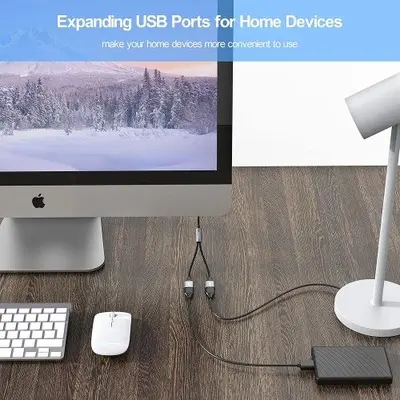 ANDAPA USB-C Male to Dual USB-A Female Adapter, 1 ft photo 4