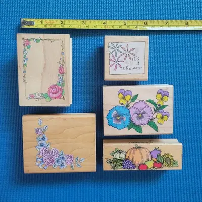 Floral Decorative Stamp Set, 5 Pieces