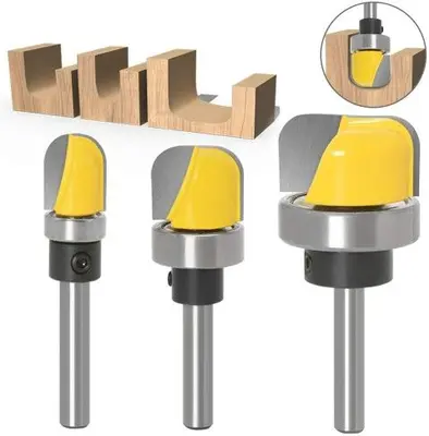 3-Piece 1/4" Shank Bowl and Tray Router Bit Set with Bearing photo 3
