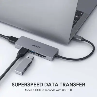 CB-C63 USB-C to 3-Port USB 3.0 Aluminum Hub with Card Reader photo 3