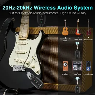 LEKATO A8 Wireless Guitar System, 4 Channels, Rechargeable photo 8