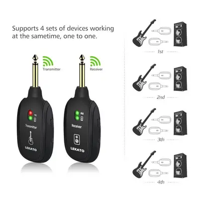 LEKATO A8 Wireless Guitar System, 4 Channels, Rechargeable photo 5