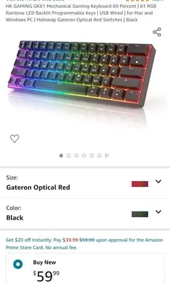 GK61 60% Mechanical Gaming Keyboard, 61 Keys, RGB photo 2