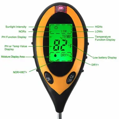 4-in-1 Digital Soil pH, Moisture, Sunlight and Temperature Meter photo 7