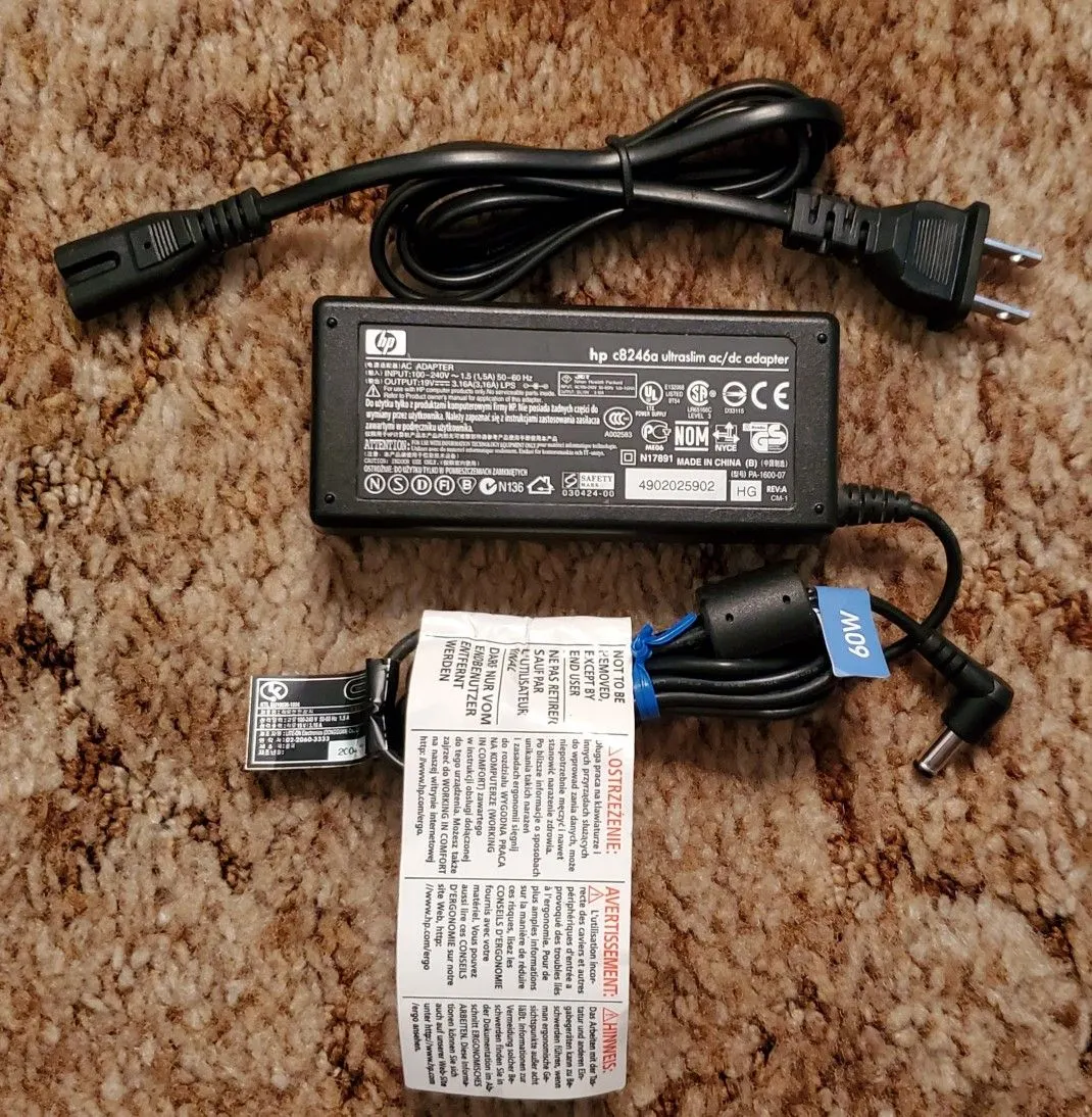Genuine HP C8246A 19V 3.16A 60W Ultraslim AC Adapter