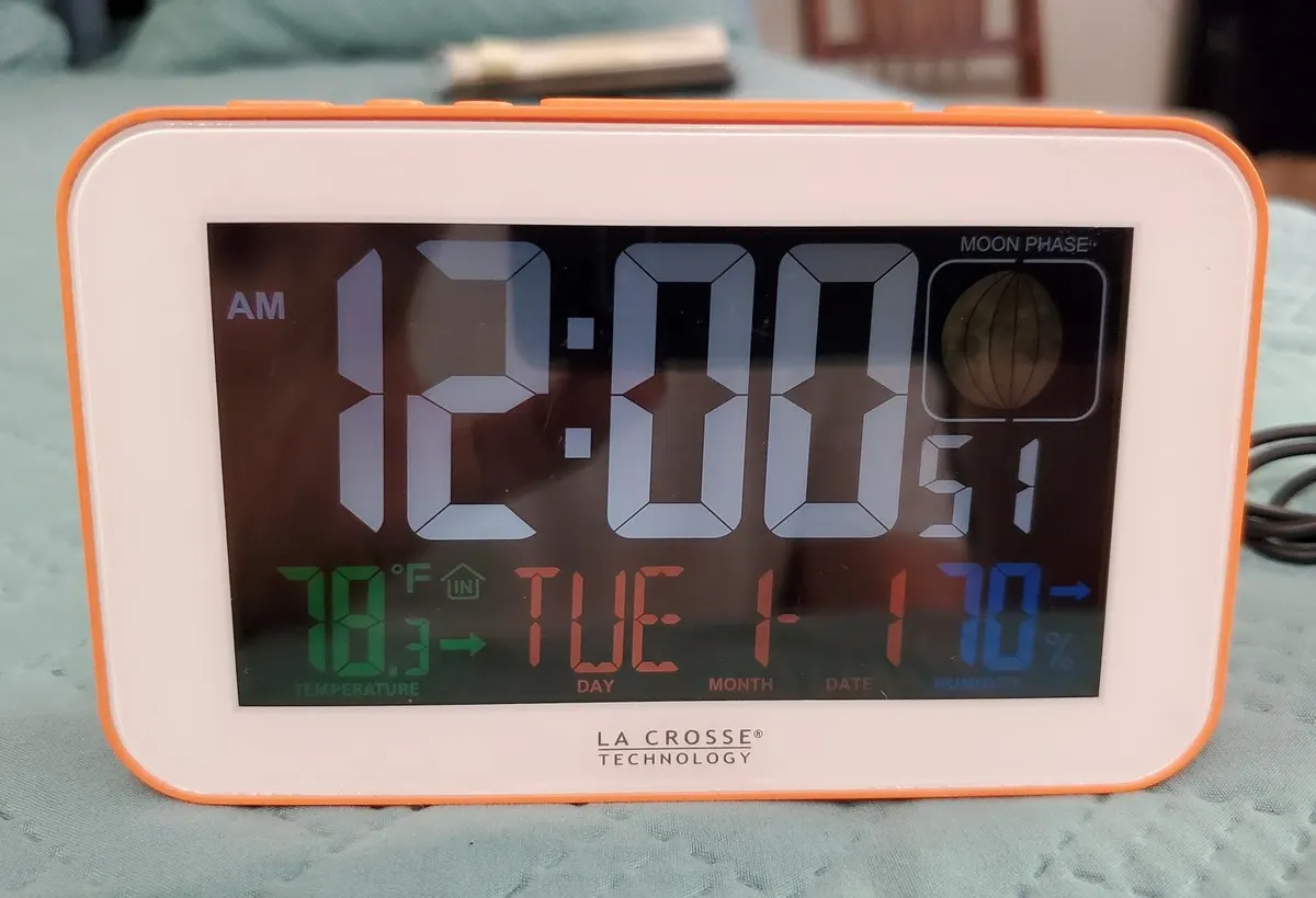 La Crosse LED Color Alarm Clock with USB Port, Orange
