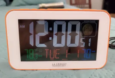 La Crosse LED Color Alarm Clock with USB Port, Orange photo 1