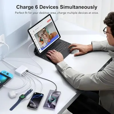 100W GaN 6-Port USB-C Fast Charging Station photo 5