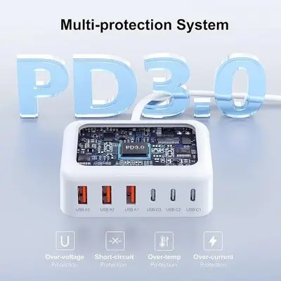 100W GaN 6-Port USB-C Fast Charging Station photo 6