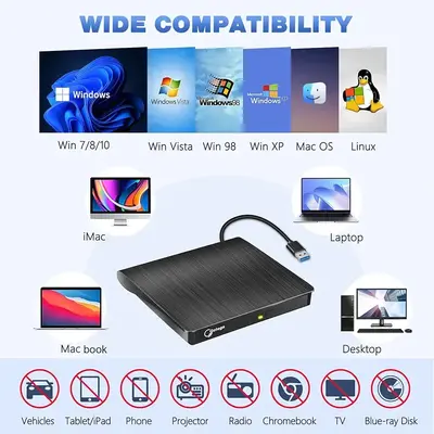 USB 3.0 Slim Pop-Up External CD/DVD-RW Burner photo 6
