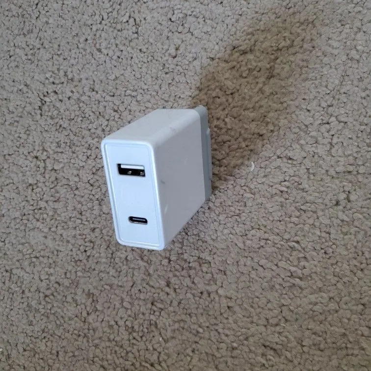 18W Dual USB-C and USB-A Wall Charger, Folding Metal Plug