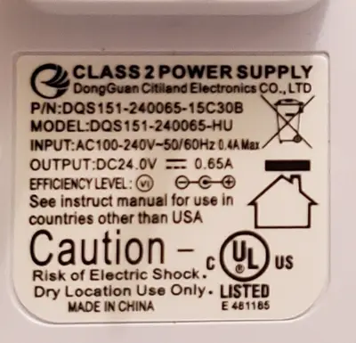 24V 0.65A AC Adapter, 5.5 x 2.5mm, US Plug photo 2