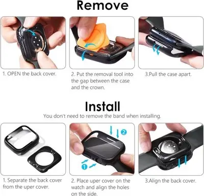 CHANCHY Waterproof Cases with Screen Protector for Apple Watch 7/8 41mm, 3-Pack photo 9