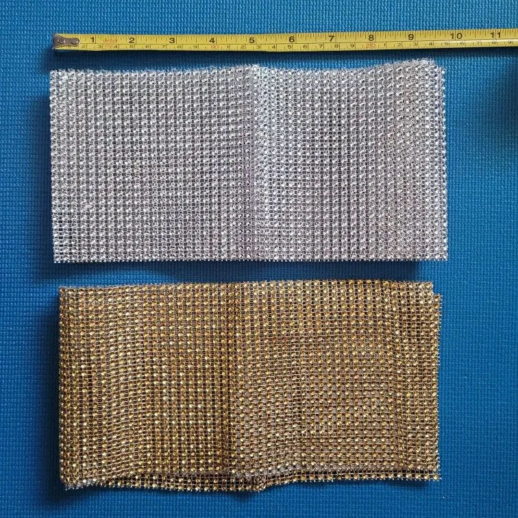Sparkle Rhinestone Diamond Mesh Wrap Ribbon, Gold and Silver