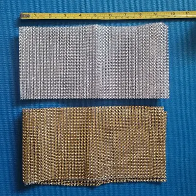 Sparkle Rhinestone Diamond Mesh Wrap Ribbon, Gold and Silver