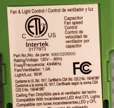 Hunter Genuine Universal Ceiling Fan Remote Receiver, Green K8032 photo 3