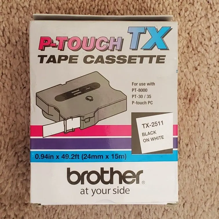 Brother TX-2511 24mm Black on White Laminated P-touch Tape