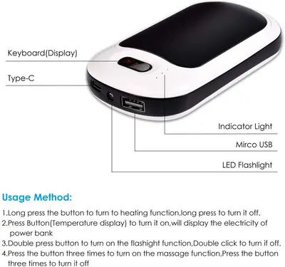 Rechargeable Dual-Sided Hand Warmers, 7800mAh photo 9