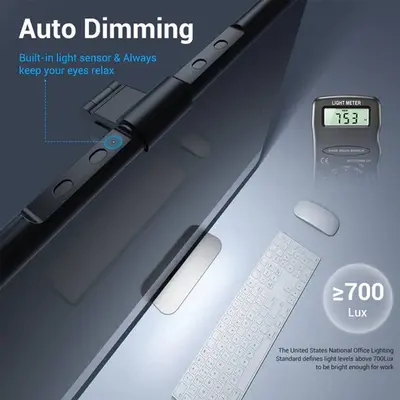 Quntis Monitor Light Bar Focus, 15.7 in, Black, Eye-Caring photo 7