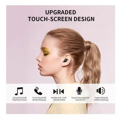 TWS 5.0 Wireless Bluetooth Earphones, Black photo 5