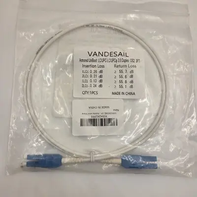 VANDESAIL Armored UniBoot LC/UPC Duplex OS2 Fiber Patch Cable, 3 ft