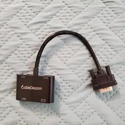 CableDeconn VGA 15-Pin to VGA and HDMI 2-in-1 Adapter