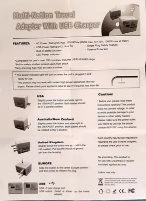 Multi-Nation Travel Adapter with USB Charger photo 6
