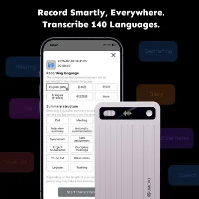UMEVO Note Plus Magnetic AI Voice Recorder with Transcription photo 7