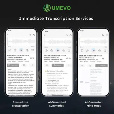 UMEVO Note Plus Magnetic AI Voice Recorder with Transcription photo 8