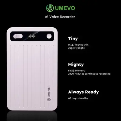 UMEVO Note Plus Magnetic AI Voice Recorder with Transcription photo 6