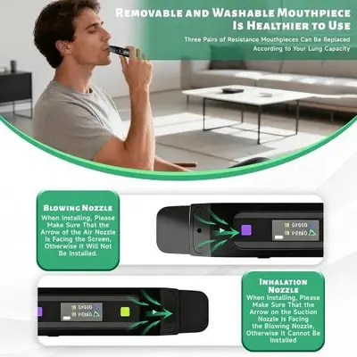 Smart Breathing Trainer with Breath Monitor, Lung Exercise Device photo 9