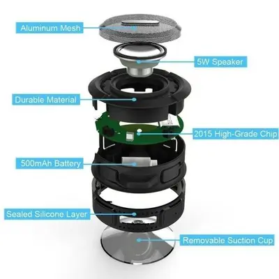 Waterproof Bluetooth Shower Speaker with Suction Cup photo 4