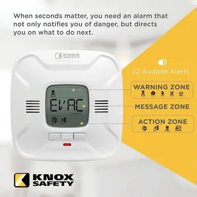 Knox Safety Plug-In Carbon Monoxide Alarm, Digital Display, Voice Alerts photo 4