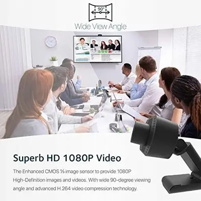 HD 1080P USB Webcam with Microphone, Plug and Play photo 5