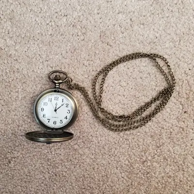 Eagle USA Vintage-Style Pocket Watch, Blue Face and Gold Accents photo 2