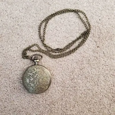 Eagle USA Vintage-Style Pocket Watch, Blue Face and Gold Accents photo 3