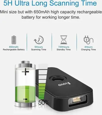 Eyoyo Mini Bluetooth Barcode Scanner, Wireless, for Windows, Android, iOS photo 7