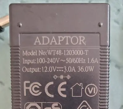 WT48-1203000-T 12V 3A DC Power Adapter photo 2